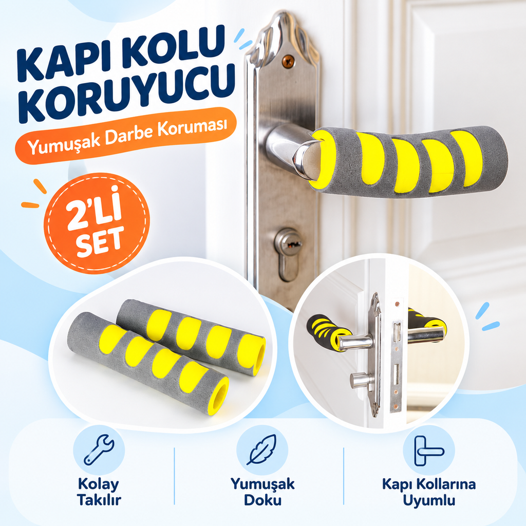 Kapı Kolu Koruma Kılıfı- Sarı/Gri - 2 li