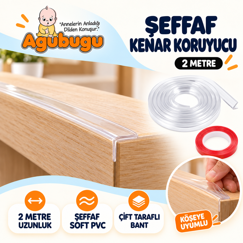 Agubugu Baby – Şeffaf Kenar Koruyucu 2 Metre