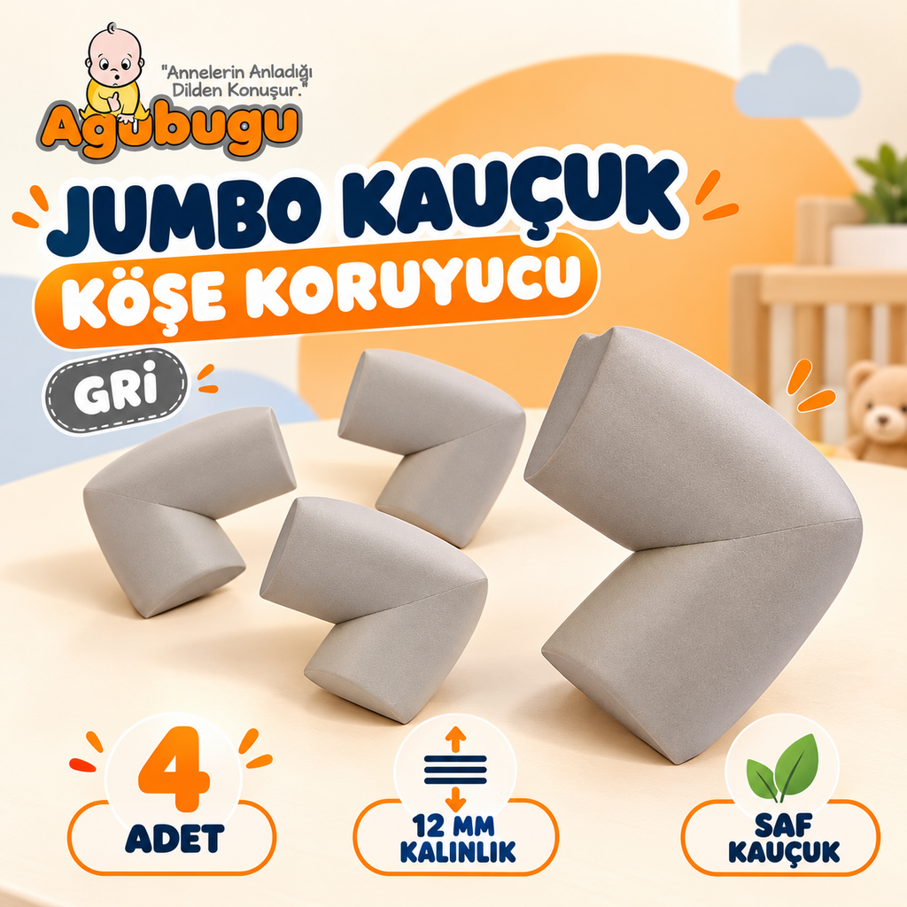 Jumbo Kauçuk Köşe Koruyucu - Gri - 4 Adet