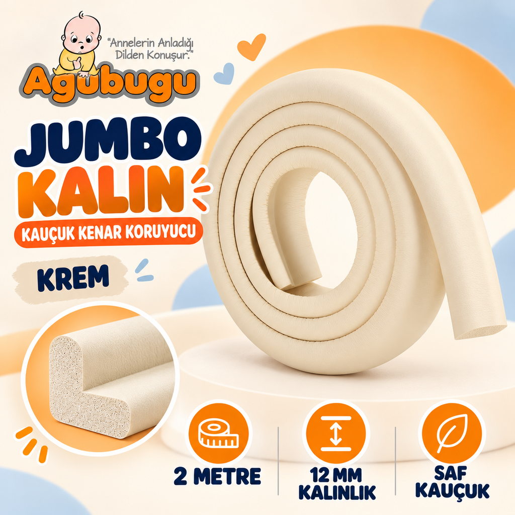 Jumbo (KALIN) Kauçuk Kenar Koruyucu 2 Metre - Krem