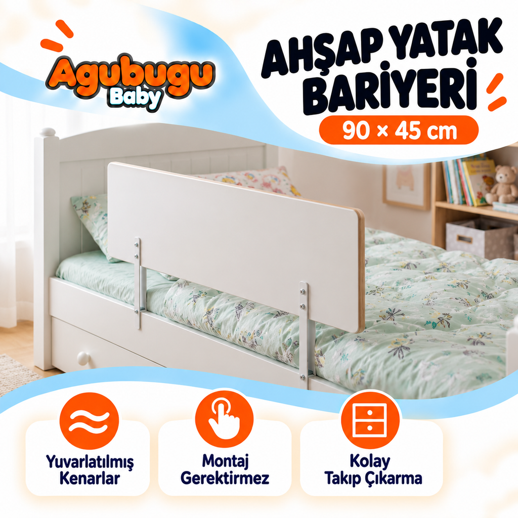 Agubugu Baby – Ahşap Yatak Bariyeri 90x45cm