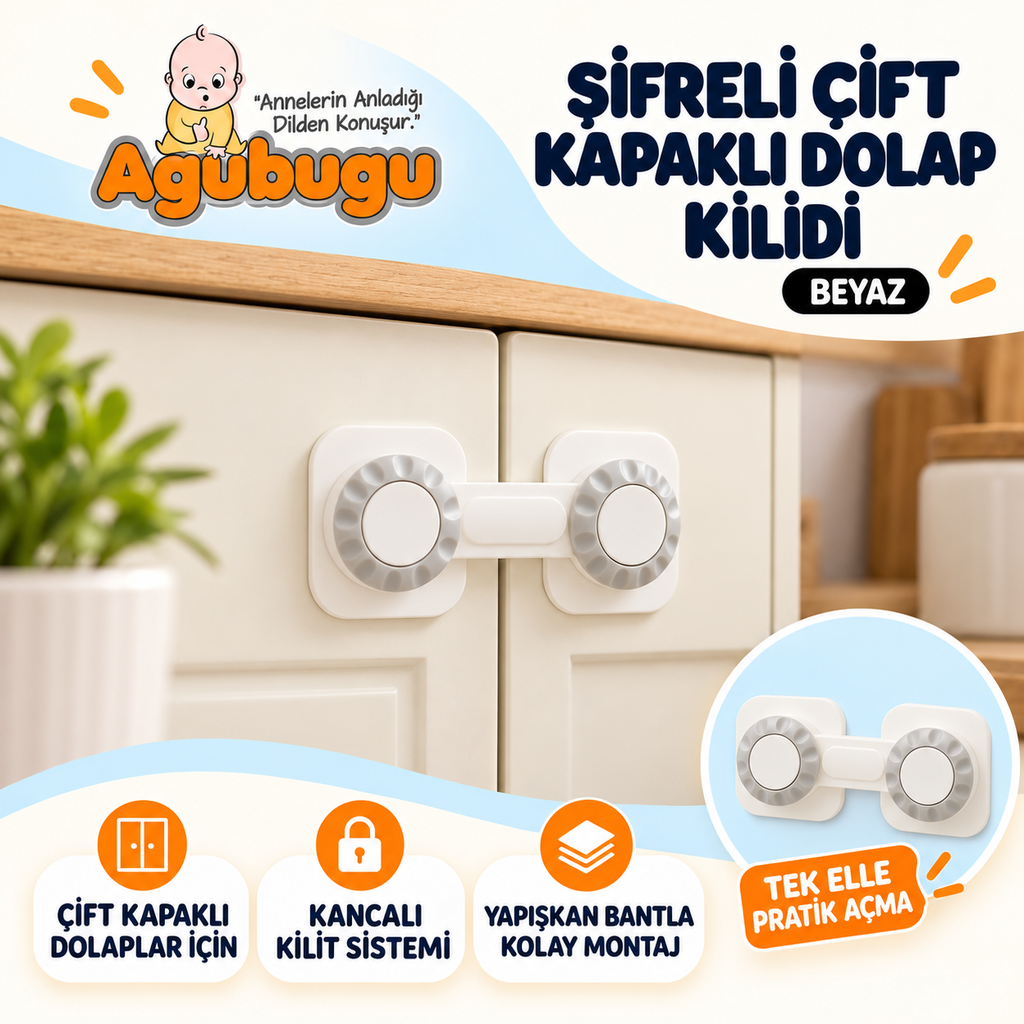 Agubugu Baby – Şifreli Çift Kapaklı Dolap Kilidi
