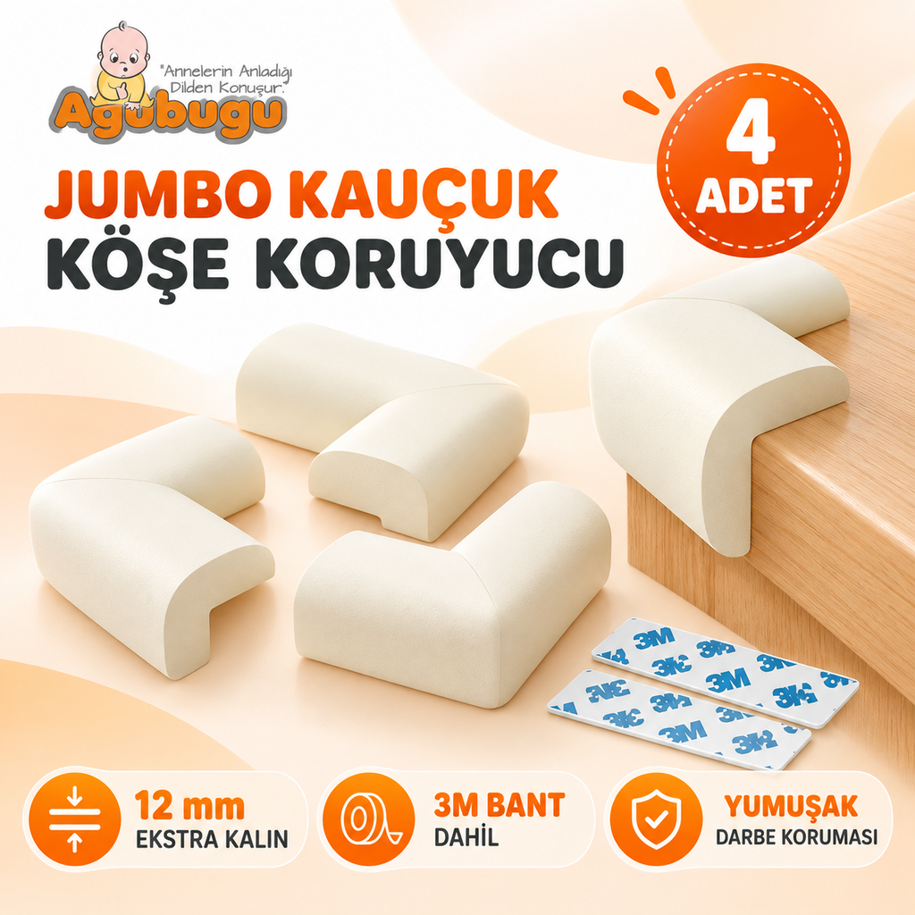 Agubugu Baby - Jumbo Kauçuk Köşe Koruyucu - Krem