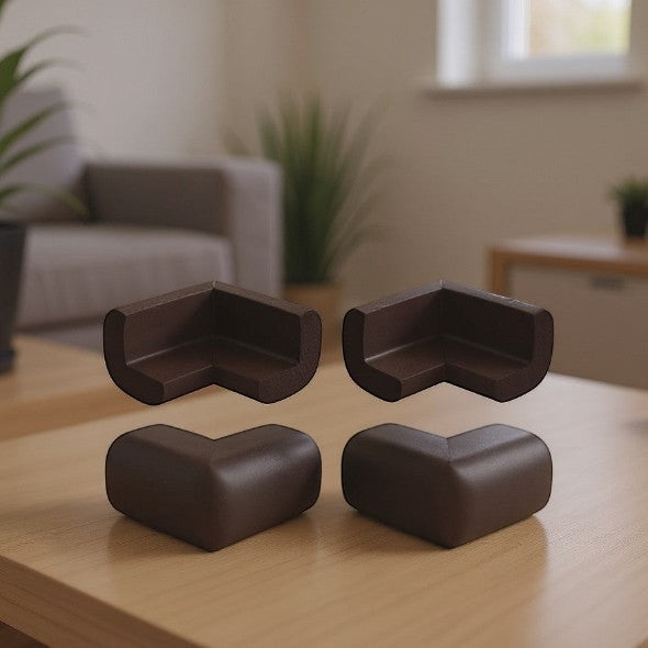 Agubugu Baby brown jumbo rubber corner protectors for furniture safety. Pack of 4.