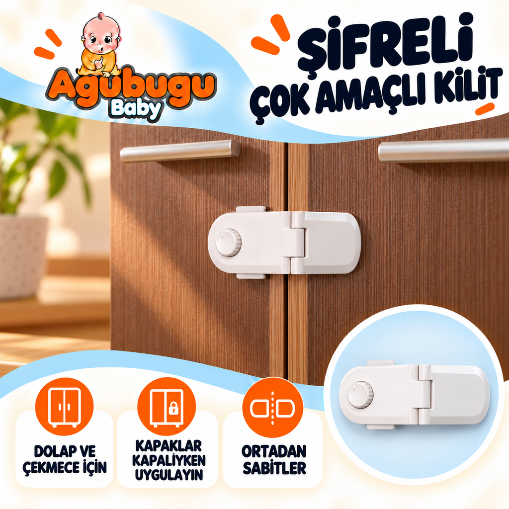Agubugu Baby – Şifreli Çok Amaçlı Açılı Dolap Çekmece Kilidi