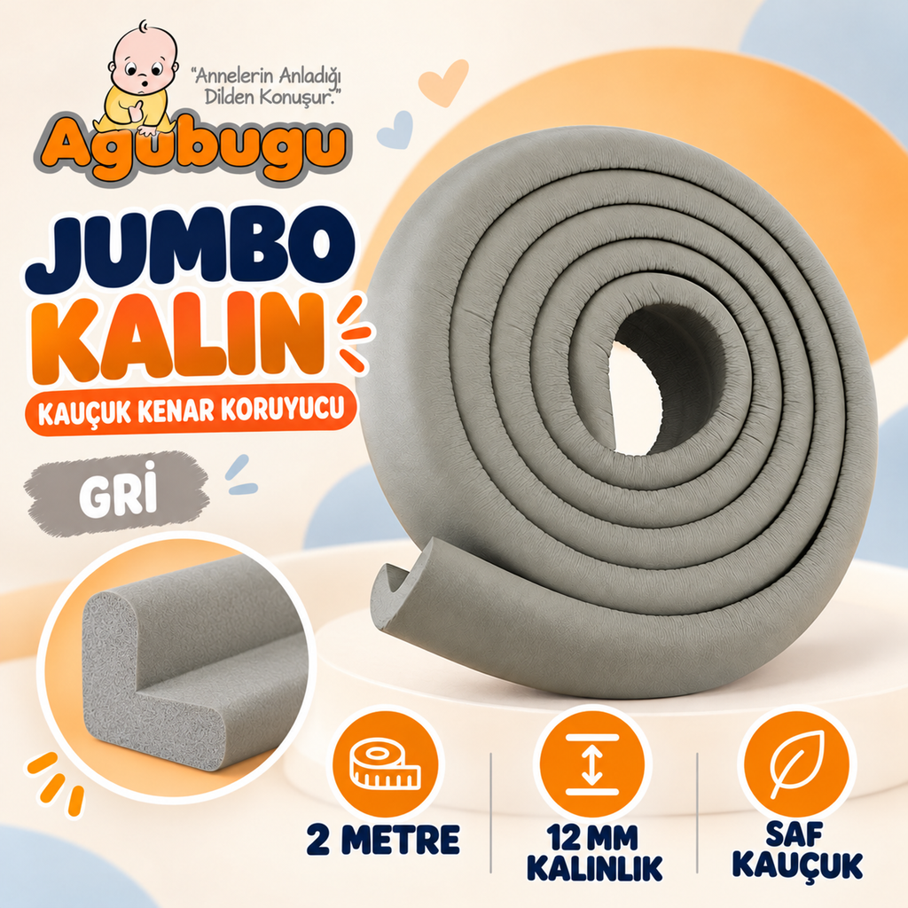 Jumbo (KALIN) Kauçuk Kenar Koruyucu 2 Metre - Gri