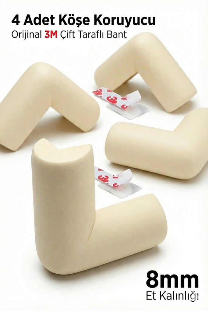 Kauçuk Köşe Koruyucu 4 Adet - Krem