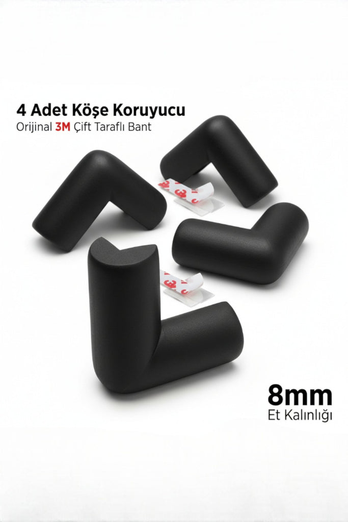 Kauçuk Köşe Koruyucu 4 Adet – Siyah